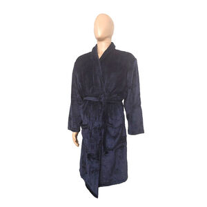 Perry Ellis Portfolio Mens Herringbone Textured Robe Peacoat Navy Blue